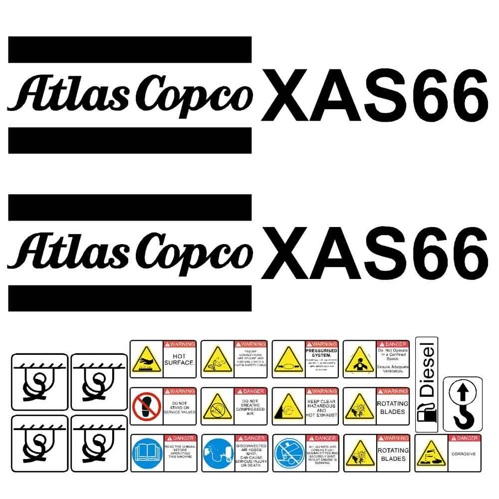 Atlas Copco XAS66 Decal Kit Atlas Copco XAS66 Decal Kit