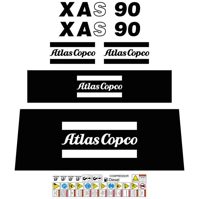 Atlas Copco XAS90 Decal Kit Atlas Copco XAS90 Decal Kit