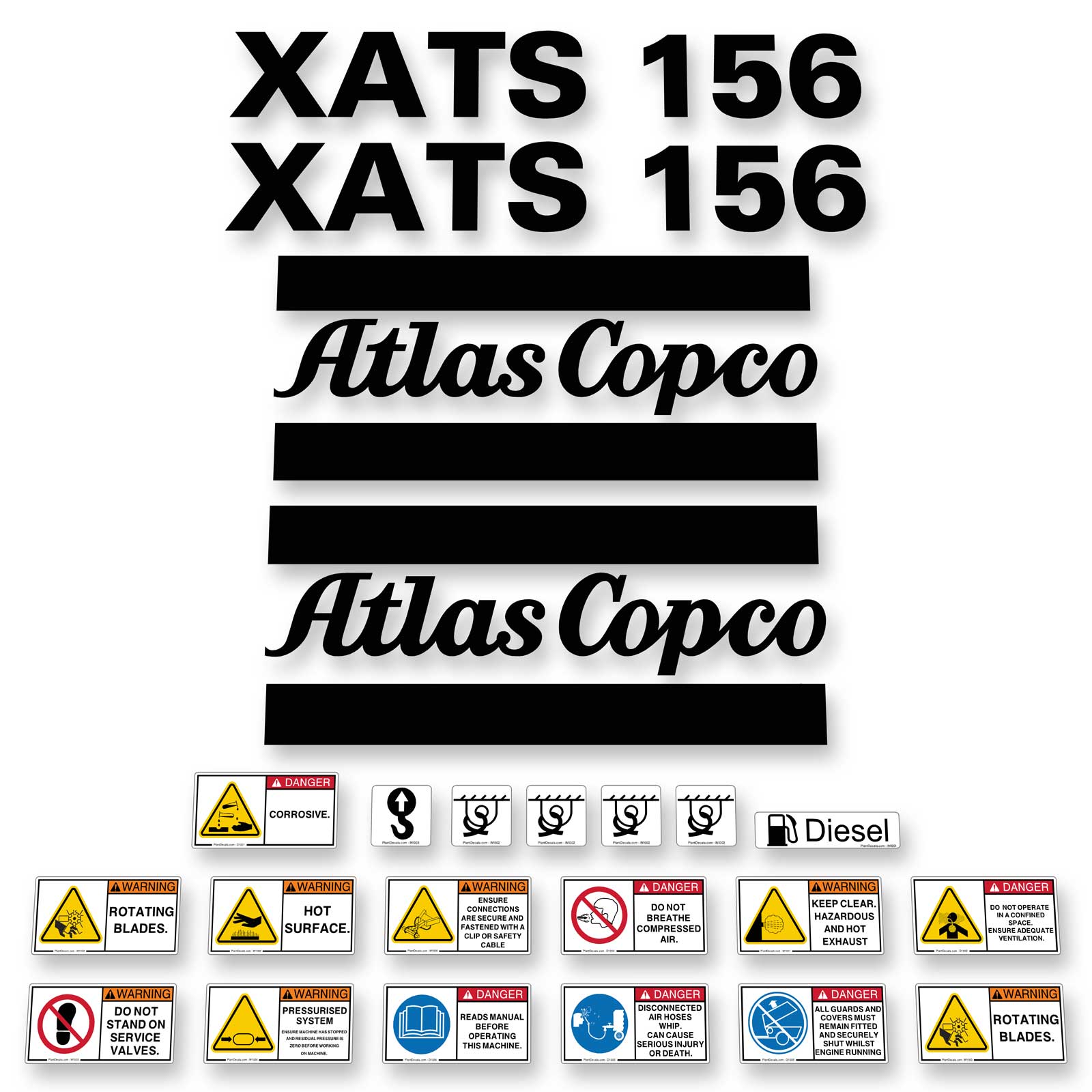 Atlas Copco XATS 156 Decal Kit Atlas Copco XATS 156 Decal Kit