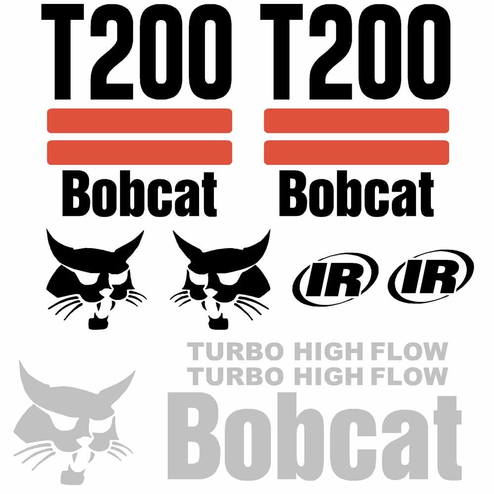 Bobcat T200 Decal Kit - Skid Steer Tracked (2 Stripe) Bobcat T200 Decal Kit - Skid Steer Tracked (2 Stripe)