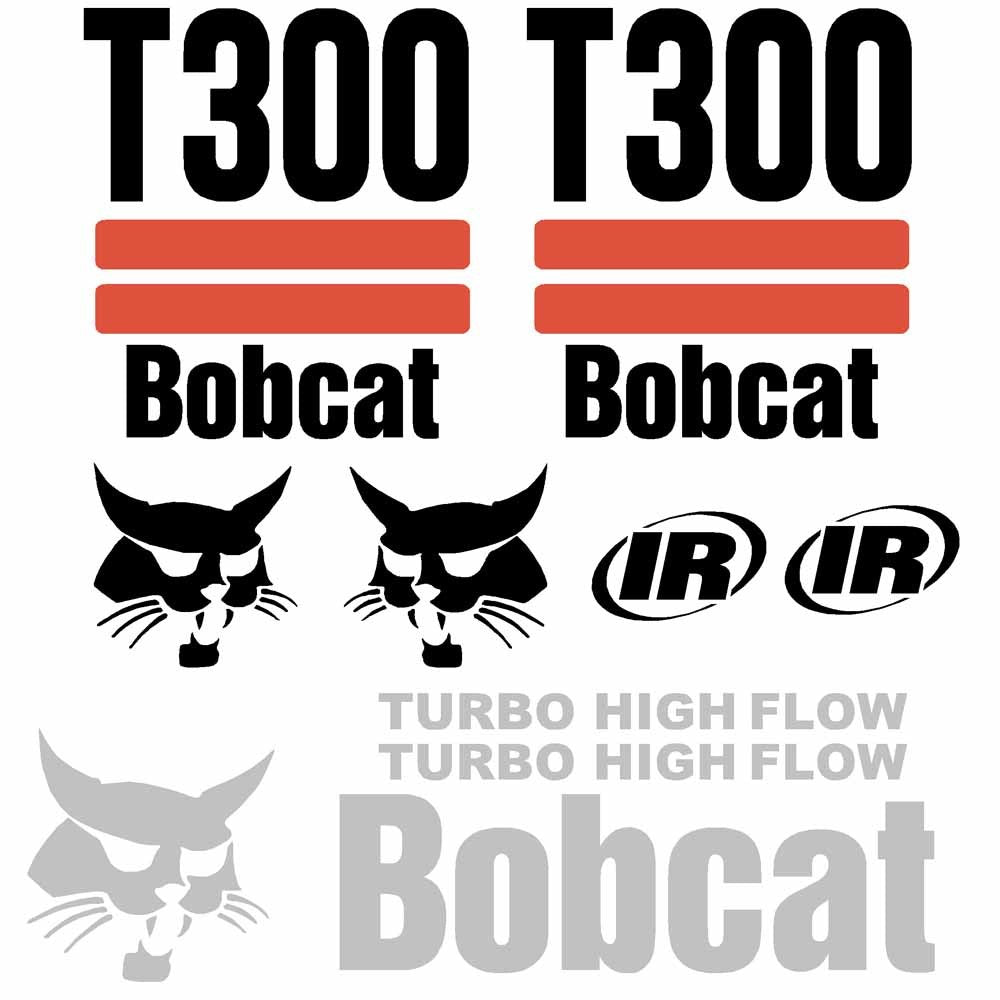 Bobcat T300 Decal Kit - Skid Steer Tracked (2 Stripe) Bobcat T300 Decal Kit - Skid Steer Tracked (2 Stripe)
