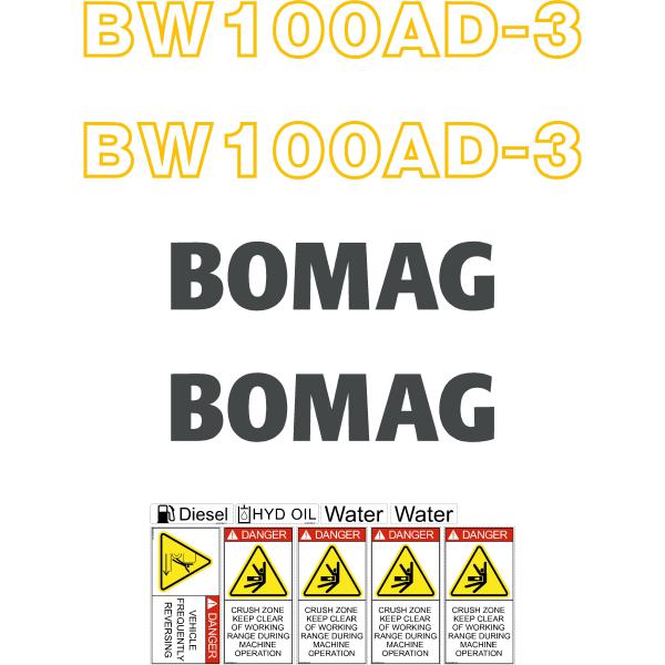 Bomag 100AD-3 Decal Kit Bomag 100AD-3 Decal Kit
