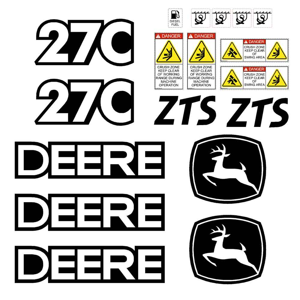 Deere 27C ZTS Decal Kit Deere 27C ZTS Decal Kit
