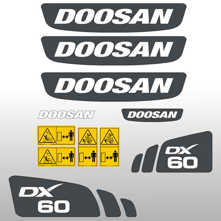 Doosan DX60 Decal Kit Doosan DX60 Decal Kit