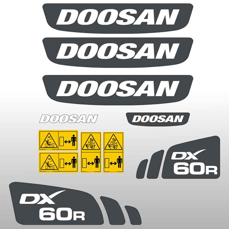 Doosan DX60R Decal Kit Doosan DX60R Decal Kit