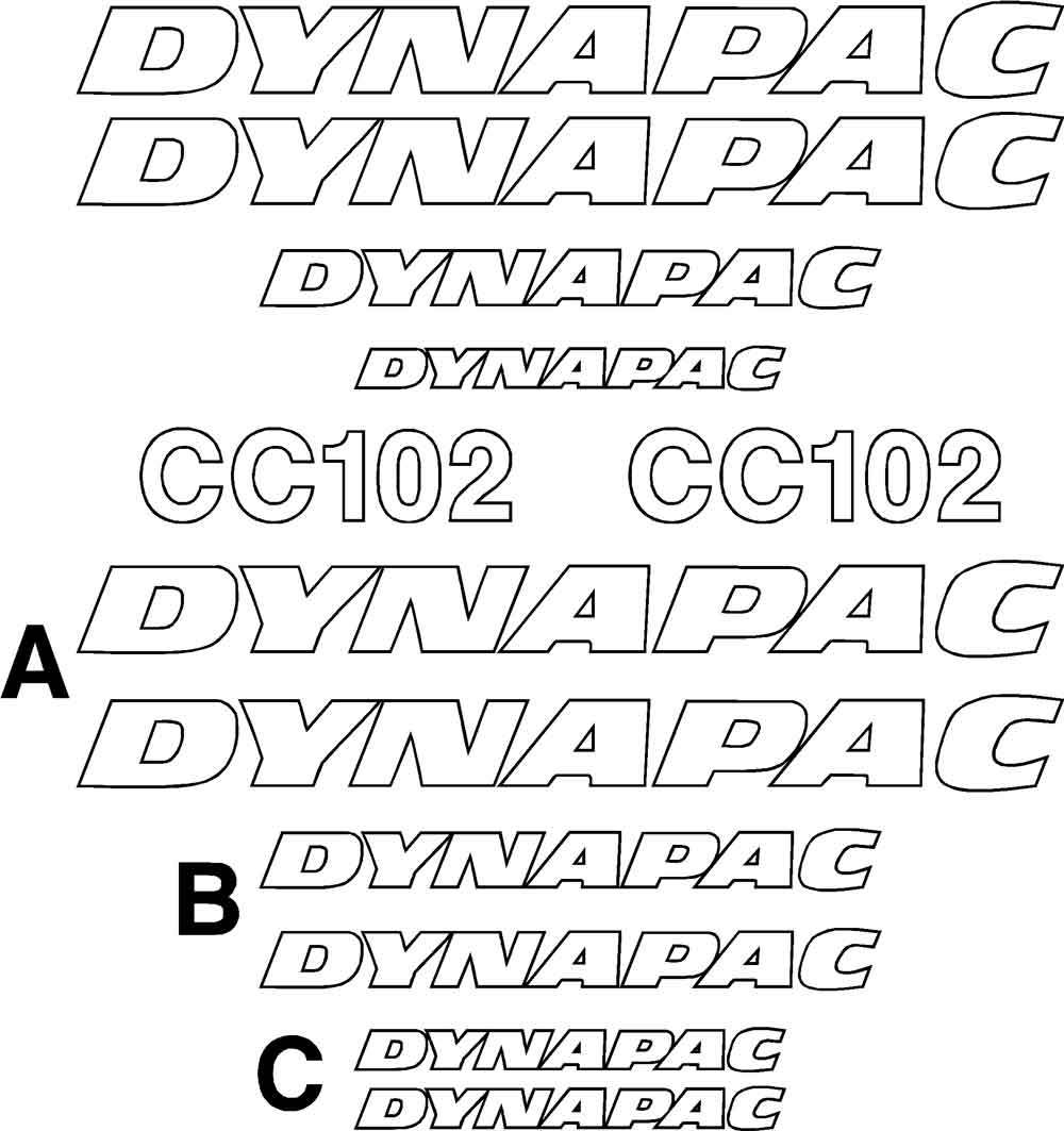 Dynapac CC102 Decal Kit Dynapac CC102 Decal Kit