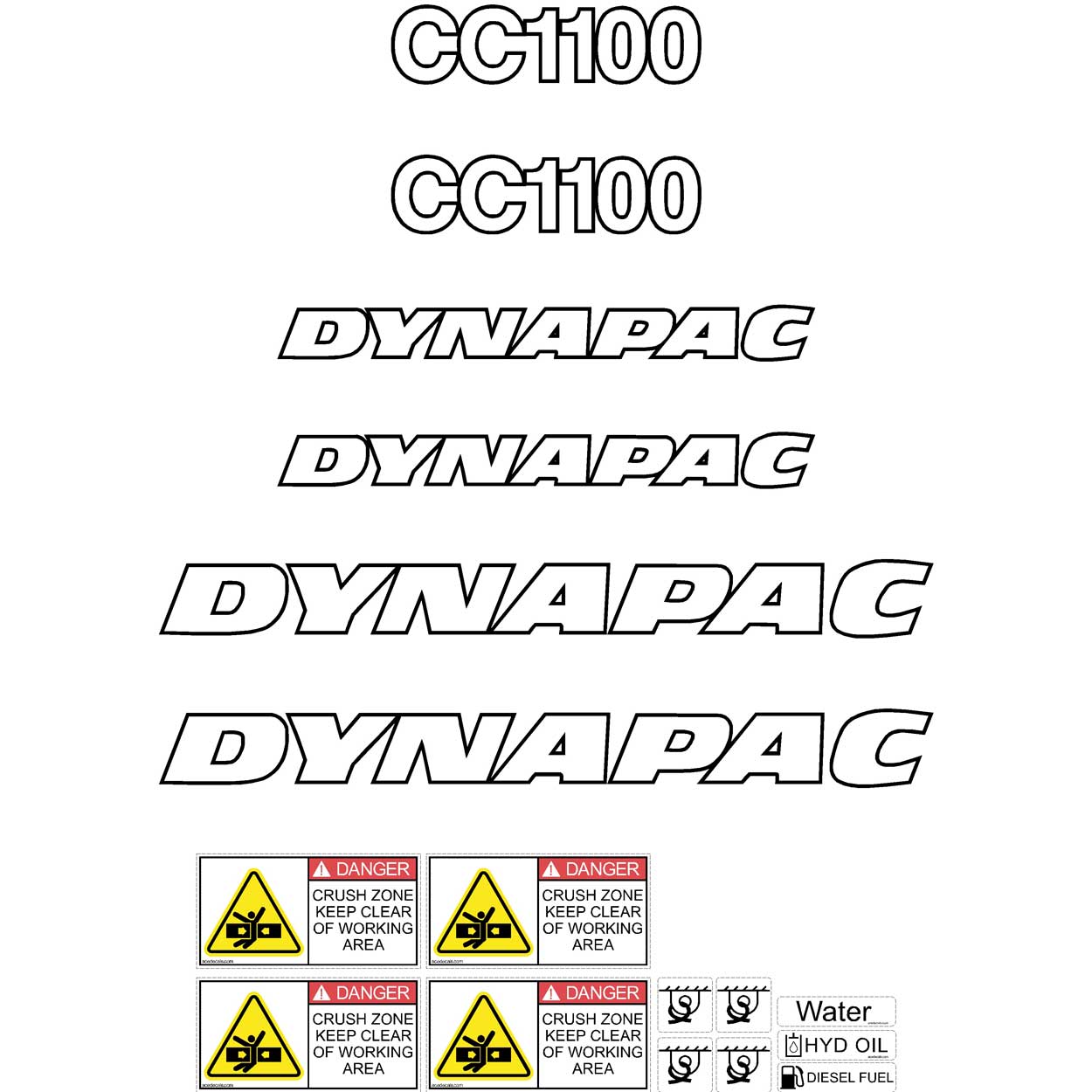 Dynapac CC1100 Decal Kit Dynapac CC1100 Decal Kit