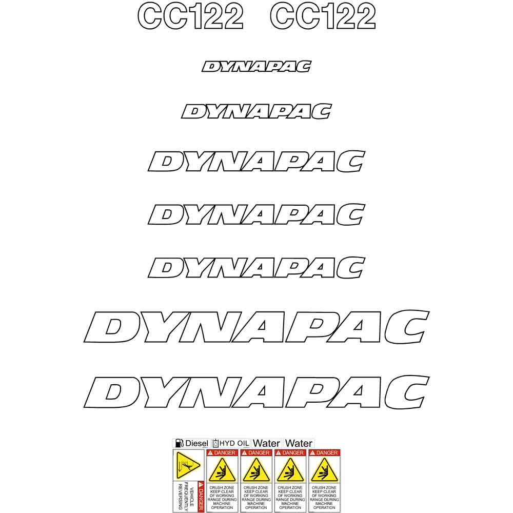 Dynapac CC122 Decal Kit Dynapac CC122 Decal Kit