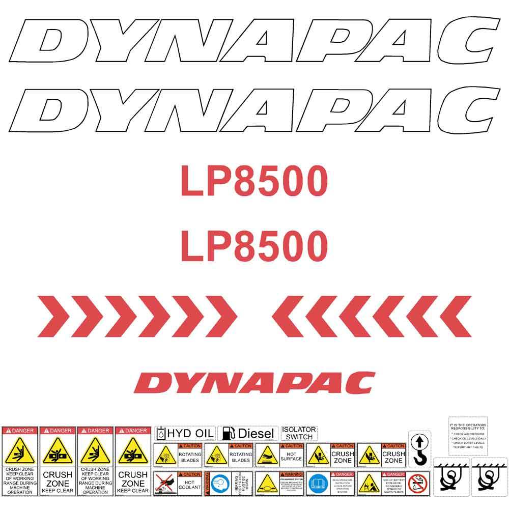 Dynapac LP8500 Decal Kit - Trench Compactor Dynapac LP8500 Decal Kit - Trench Compactor