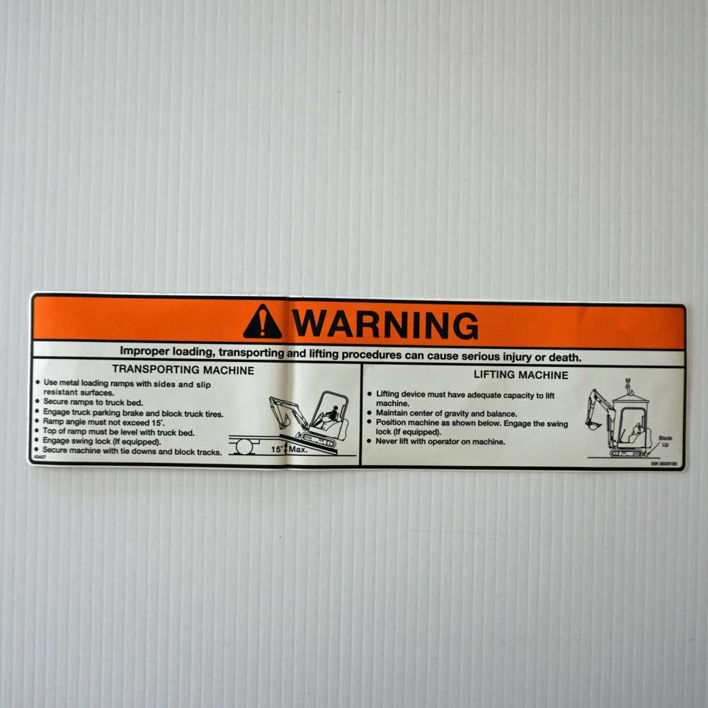 Excavator Loading Transporting and Lifting Safety Decal 6808185 Excavator Loading Transporting and Lifting Safety Decal 6808185