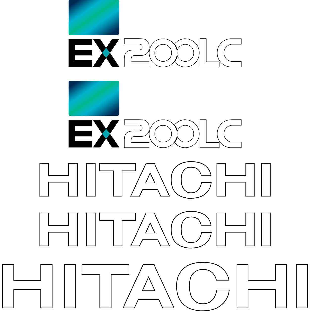 Hitachi EX200-5 LC Decal Kit Hitachi EX200-5 LC Decal Kit