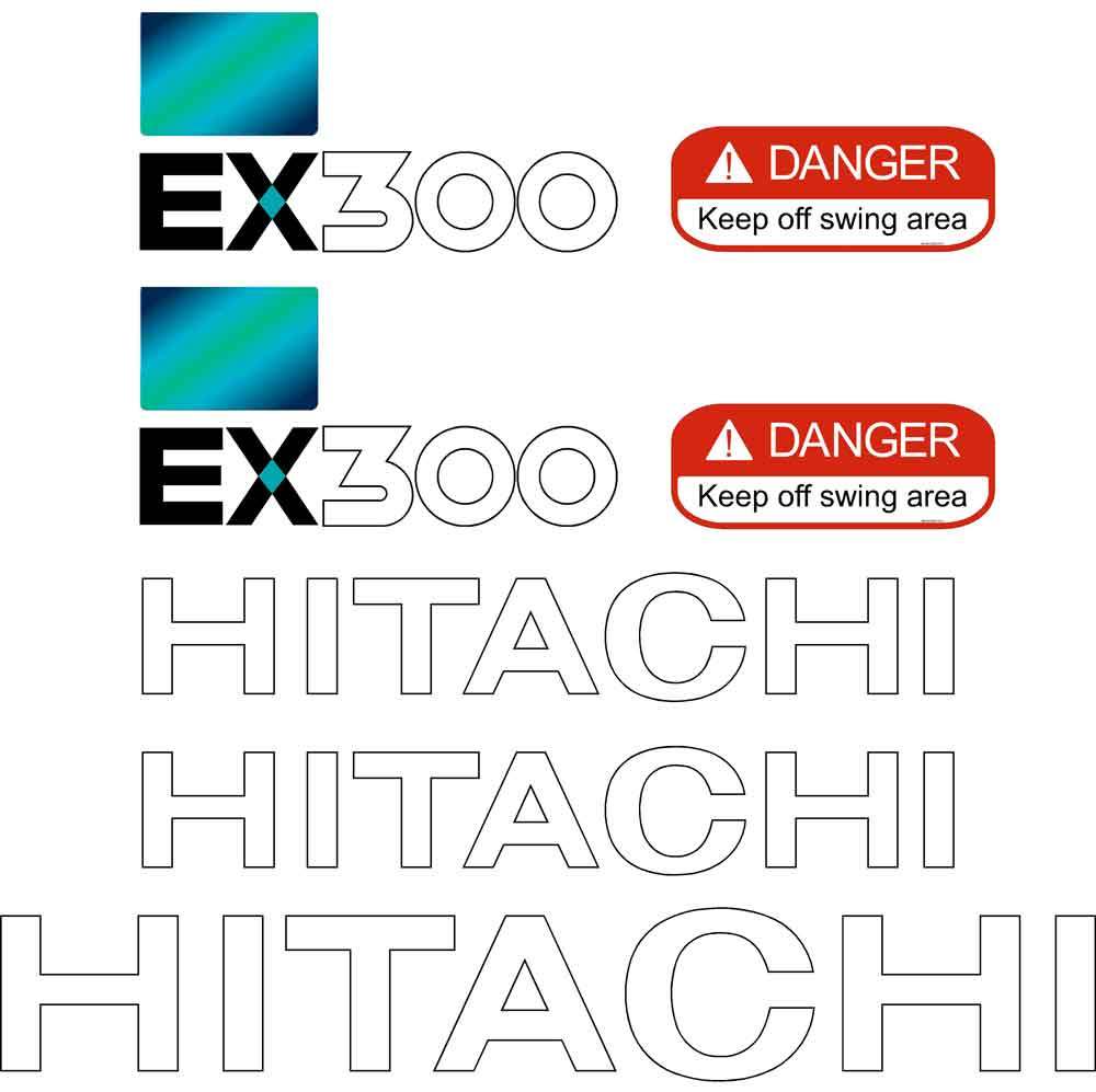 Hitachi EX300-5 Decal Kit Hitachi EX300-5 Decal Kit