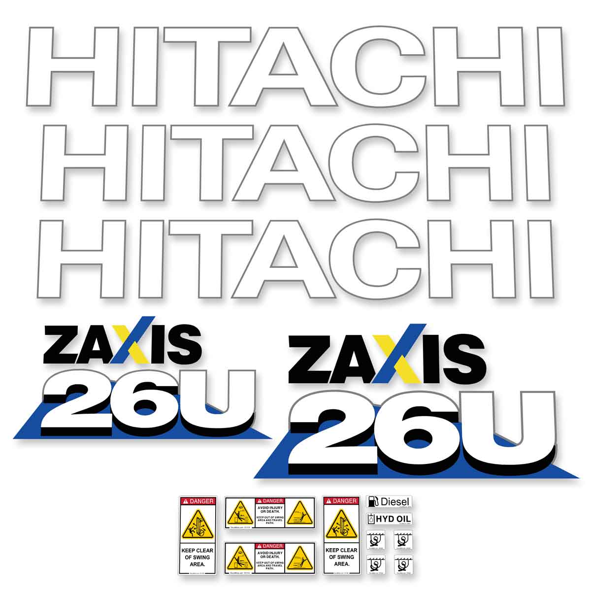 Hitachi ZX26U-6 Decal Kit Hitachi ZX26U-6 Decal Kit