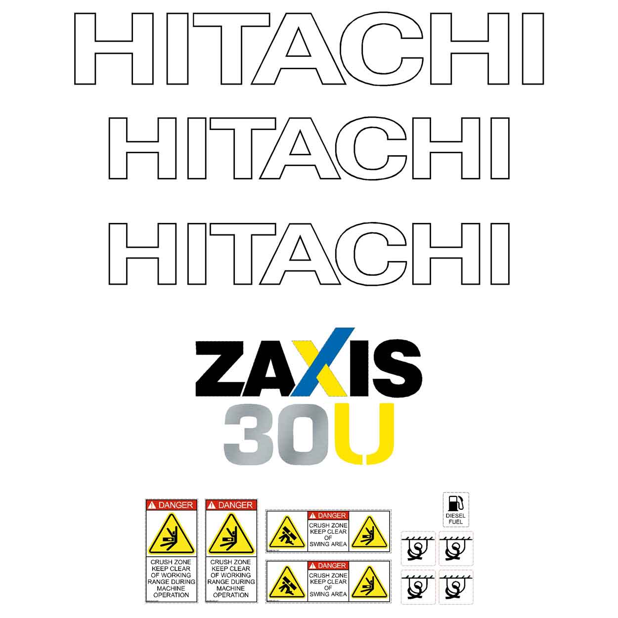 Hitachi ZX30U-3 Decal Kit Hitachi ZX30U-3 Decal Kit