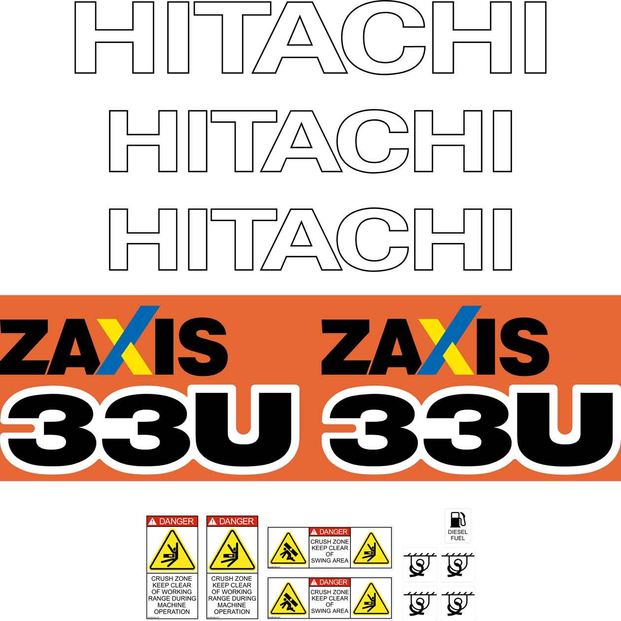 Hitachi ZX33U-5 Decal Kit Hitachi ZX33U-5 Decal Kit