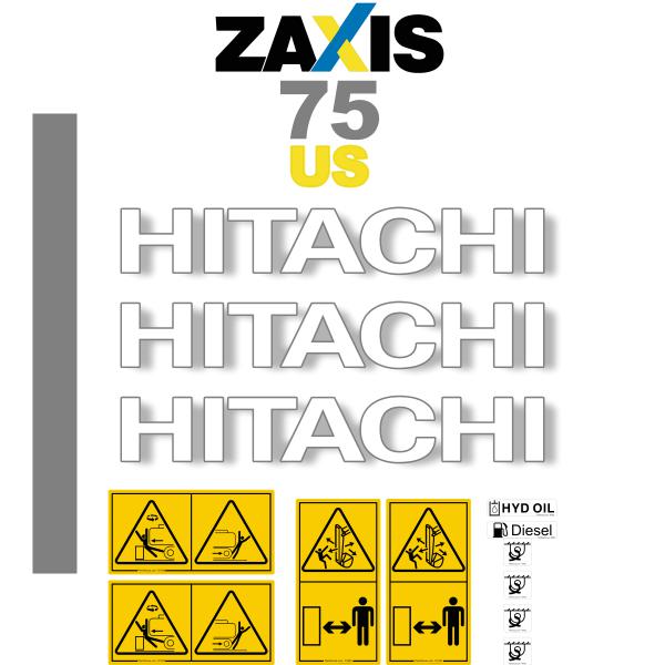 Hitachi ZX75USB-3 Decal Kit Hitachi ZX75USB-3 Decal Kit