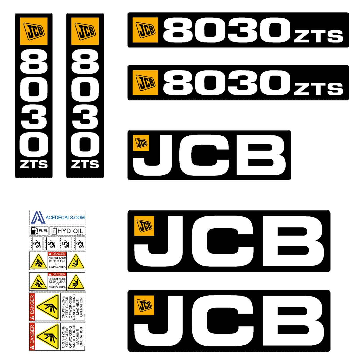 JCB 8030 ZTS Decal kit JCB 8030 ZTS Decal kit