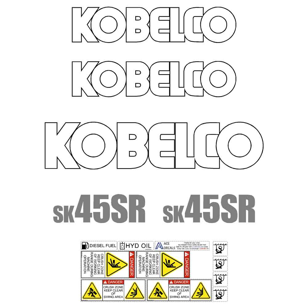 Kobelco SK45SR-2 Decals Kobelco SK45SR-2 Decals