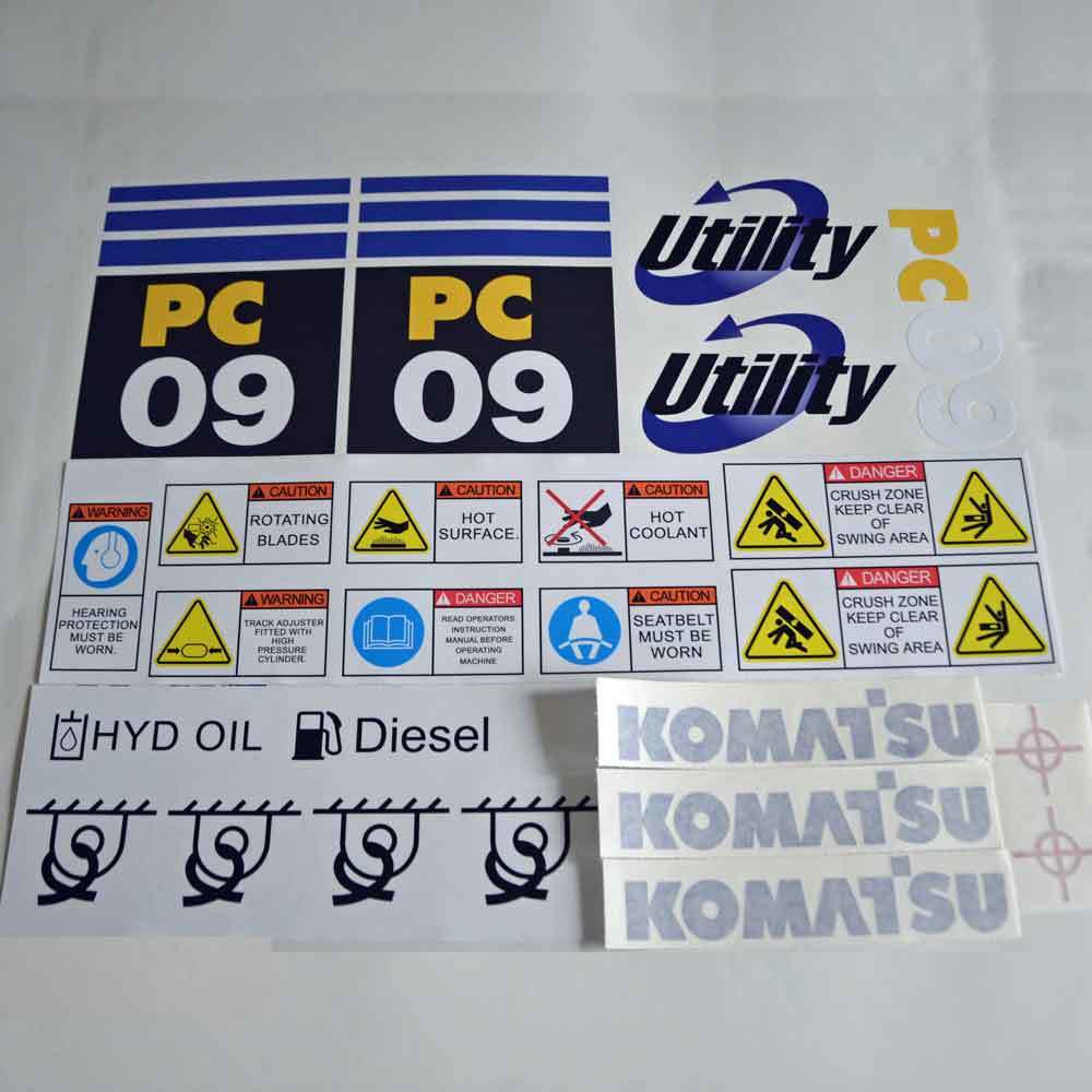 Komatsu PC09 Decal Kit Komatsu PC09 Decal Kit