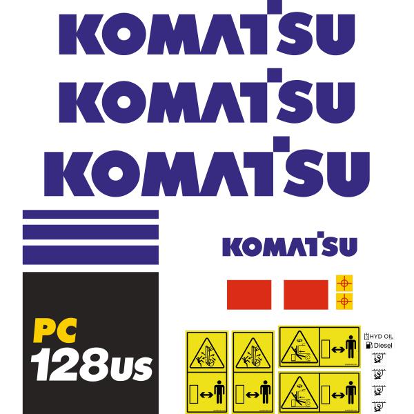Komatsu PC128US-10 Decal Kit Komatsu PC128US-10 Decal Kit