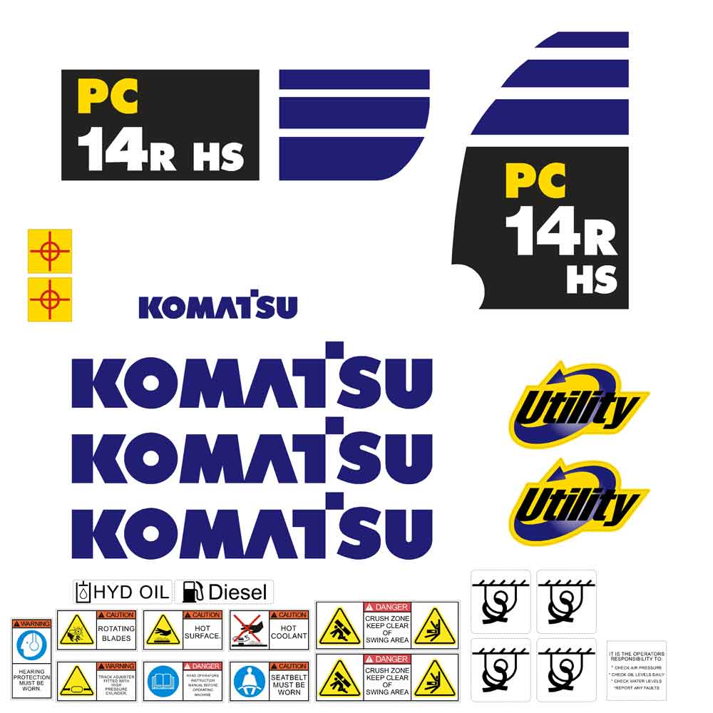 Komatsu PC14R HS Decal Kit Komatsu PC14R HS Decal Kit