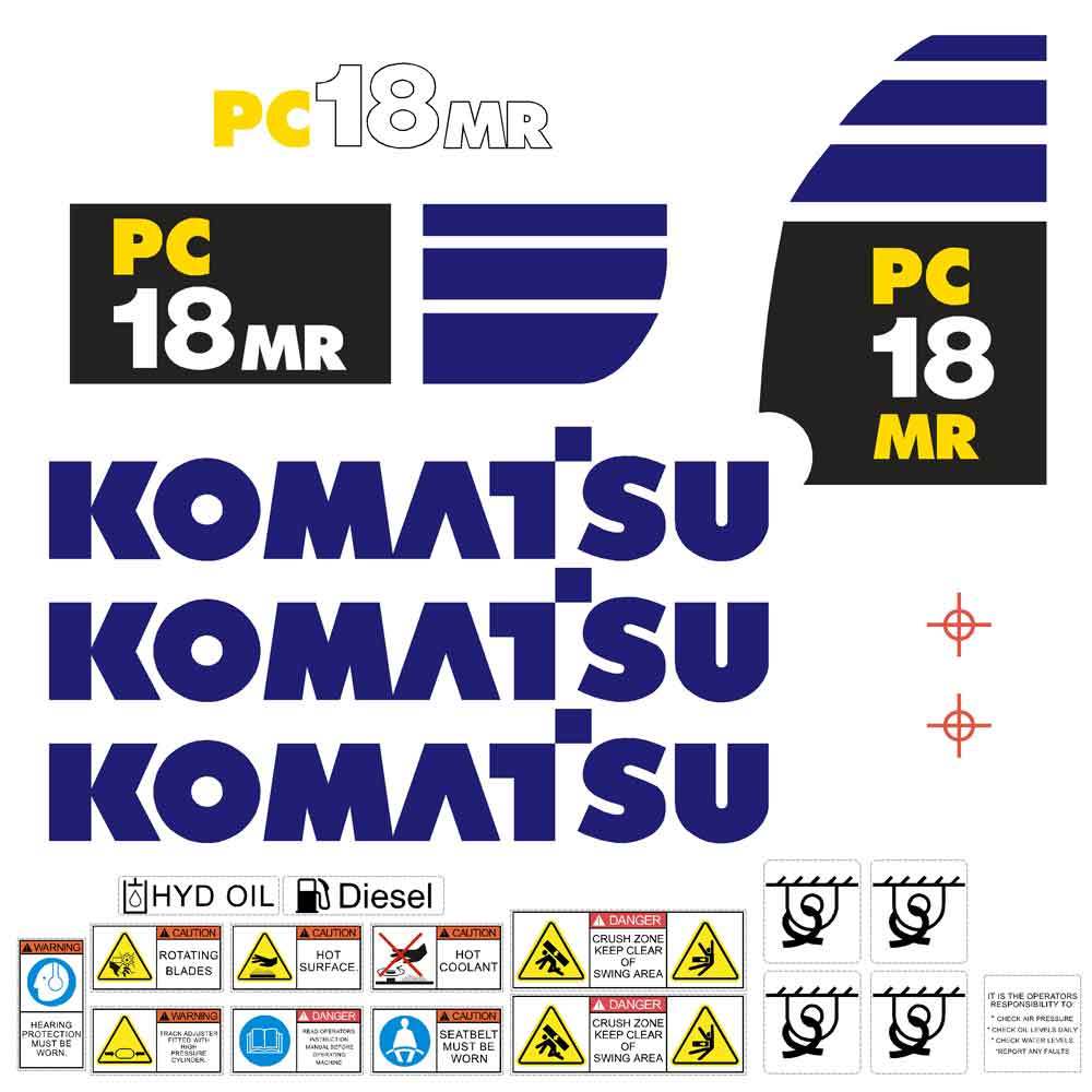 Komatsu PC18MR Decal Kit Komatsu PC18MR Decal Kit
