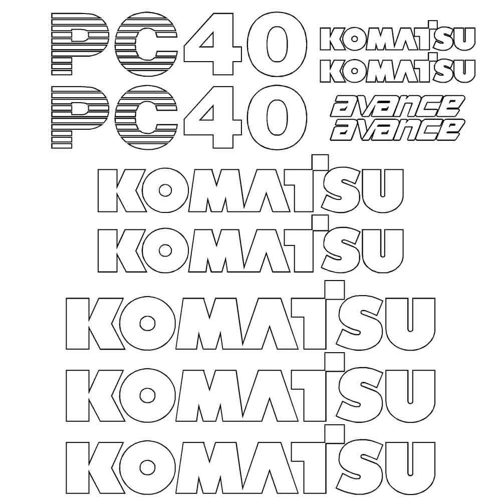 Komatsu PC40-7 Decal Kit Komatsu PC40-7 Decal Kit