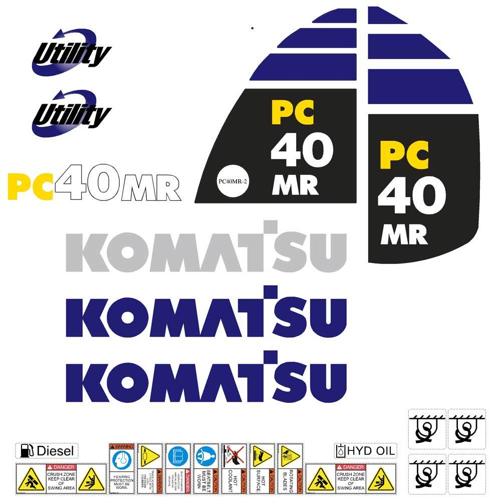 Komatsu PC40MR-2 Decals Mini Excavator Komatsu PC40MR-2 Decals Mini Excavator