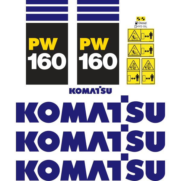 Komatsu PW160-8 Decal Kit Komatsu PW160-8 Decal Kit