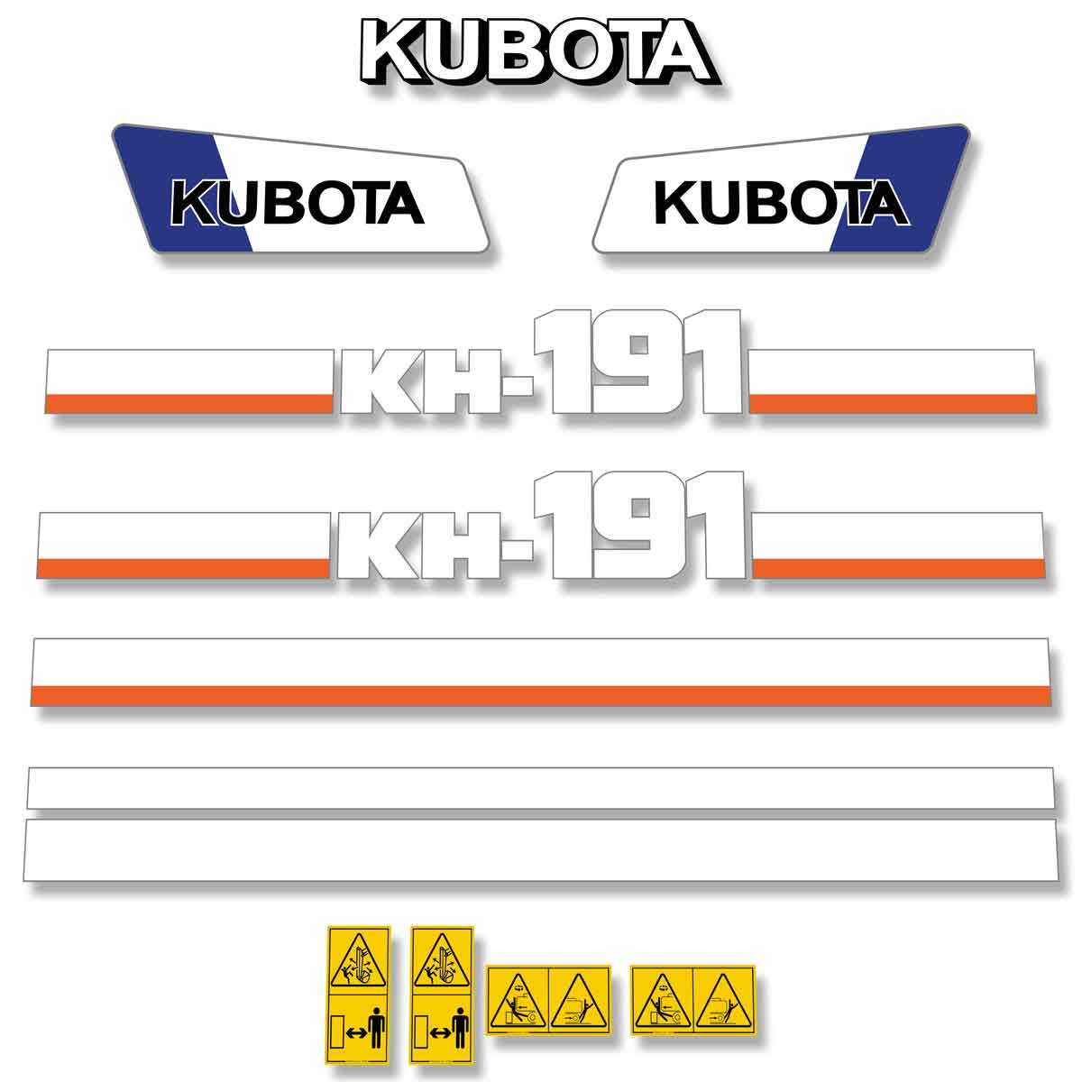 Kubota KH191 Decal Kit Kubota KH191 Decal Kit