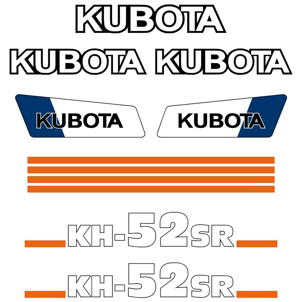 Kubota KH52 SR Decal Kit Kubota KH52 SR Decal Kit