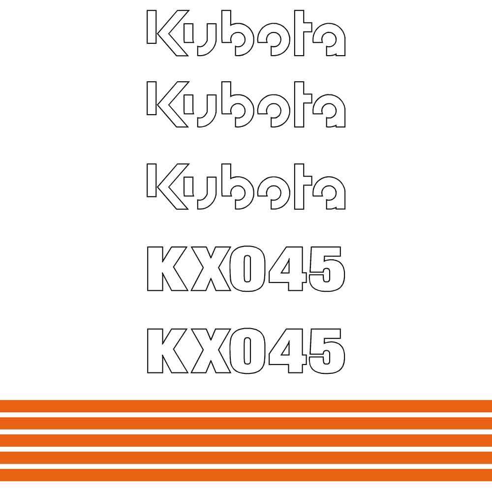 Kubota KX045 Decal Kit Kubota KX045 Decal Kit