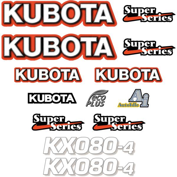 Kubota KX080-4 Decal Kit Kubota KX080-4 Decal Kit