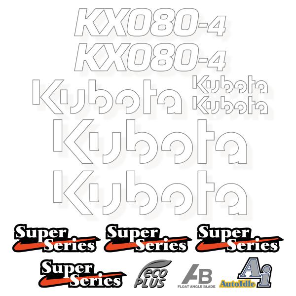 Kubota KX080-4 Euro Style Decal Kit Kubota KX080-4 Euro Style Decal Kit
