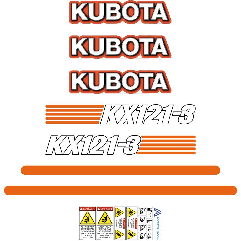 Kubota KX121-3 Decal Kit Kubota KX121-3 Decal Kit