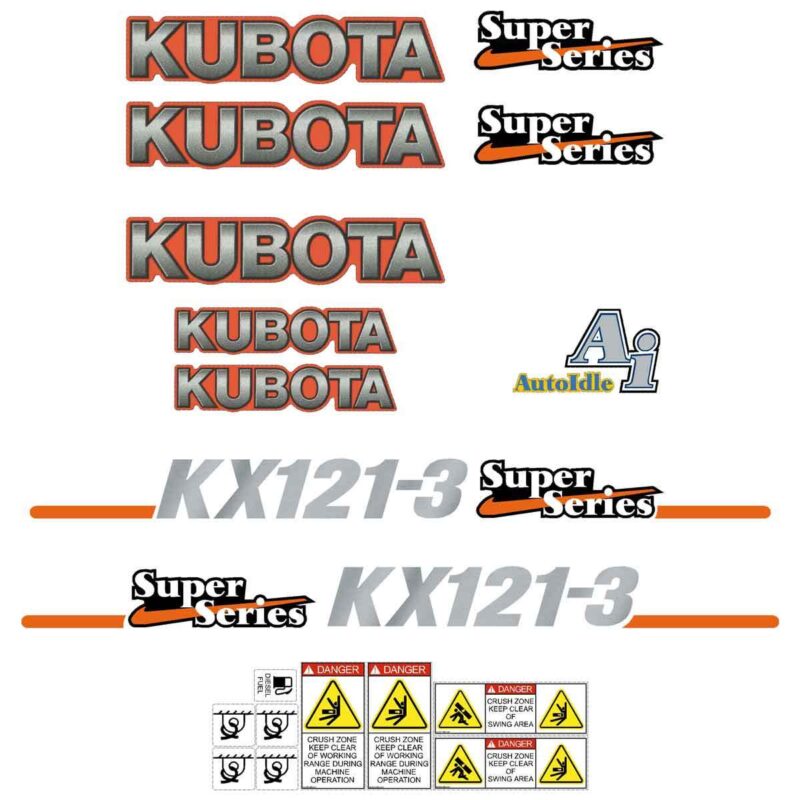 Kubota KX121-3 Super Series Decal Kit