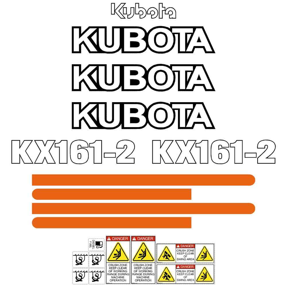 Kubota KX161-2 Decal Kit Kubota KX161-2 Decal Kit