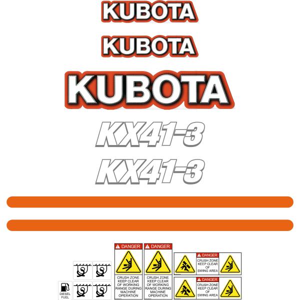 Kubota KX41-3 Decal Kit Kubota KX41-3 Decal Kit