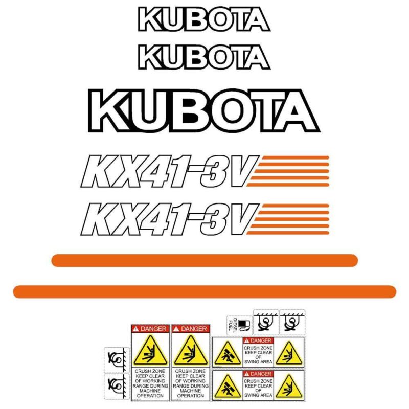 Kubota KX41-3v Decal Kit
