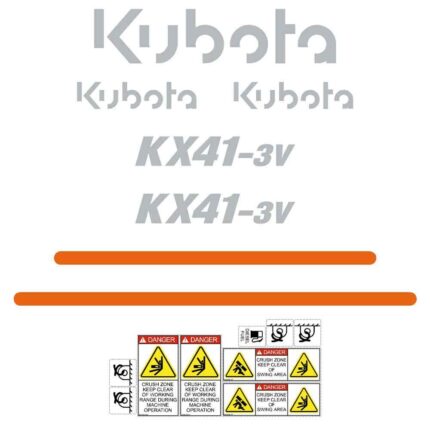 Kubota KX41-3v Euro Style Decal Kit
