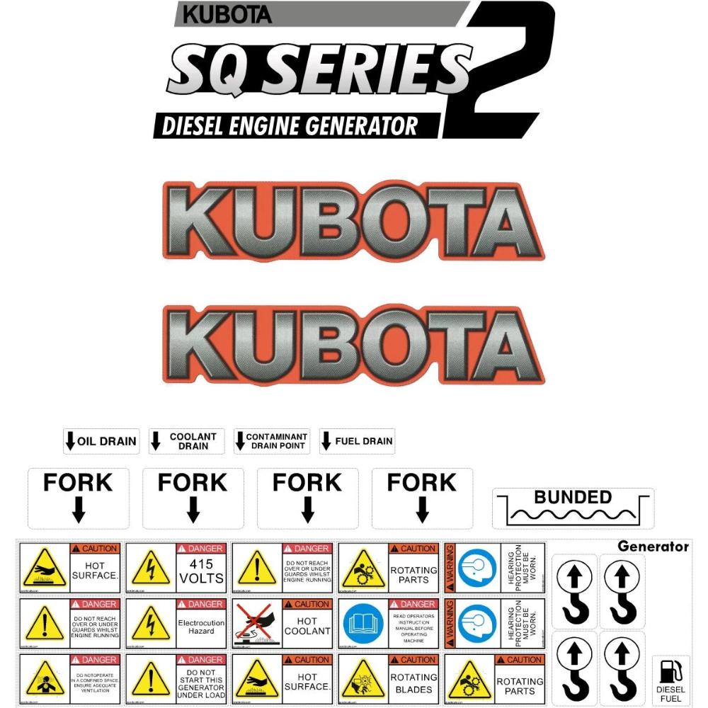 Kubota SQ1120 Decal Kit Kubota SQ1120 Decal Kit