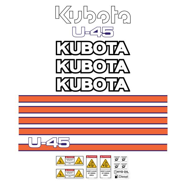 Kubota U45-1 Decal Kit Kubota U45-1 Decal Kit