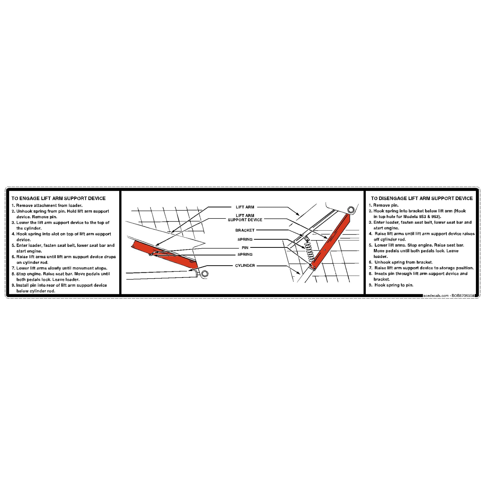 Lift Support Device Operation Decal 6706558 Lift Support Device Operation Decal 6706558