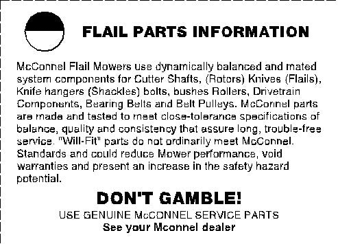 McConnel Flail Parts Information Decal McConnel Flail Parts Information Decal