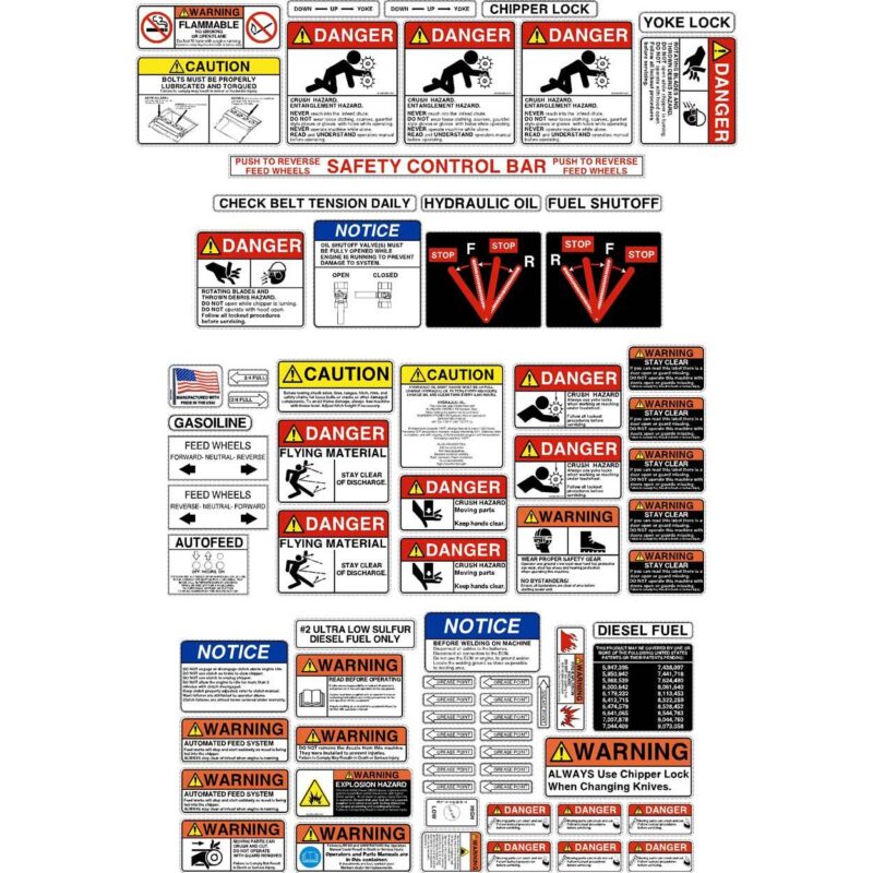 Morbark Wood Chipper Safety Decals