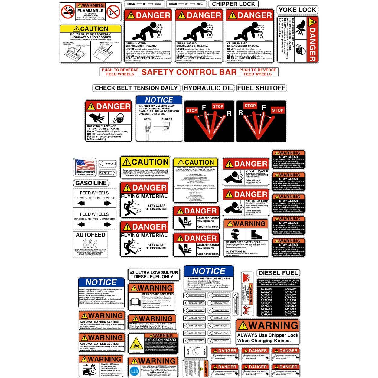 Morbark Wood Chipper Safety Decals Morbark Wood Chipper Safety Decals