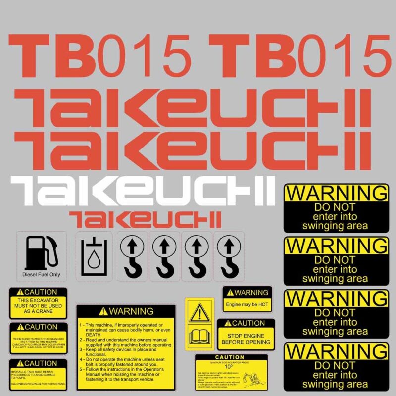 Takeuchi TB015 Decal Kit