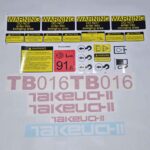 Takeuchi TB016 Decal Kit
