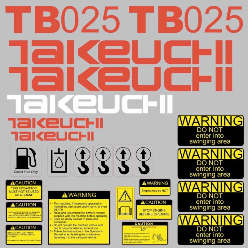 Takeuchi TB025 Decal Kit