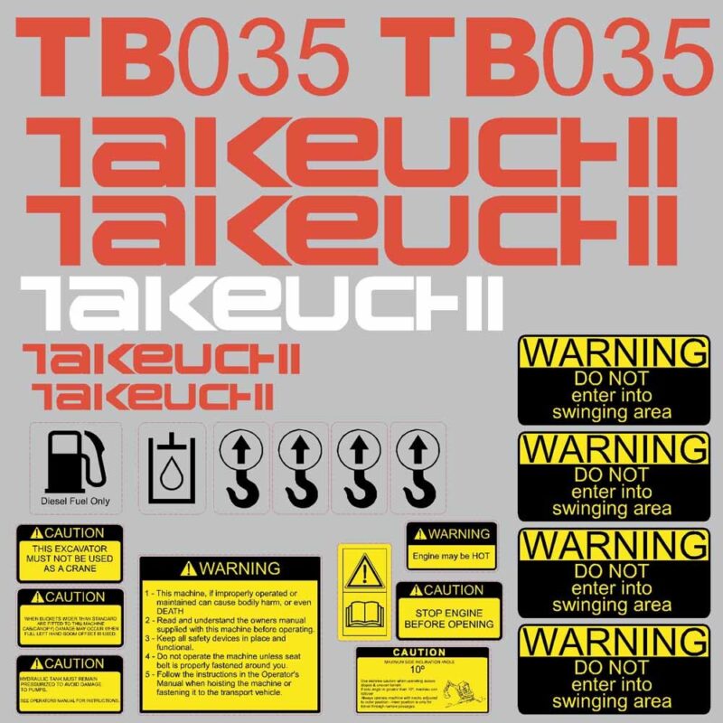Takeuchi TB035 Decal Kit